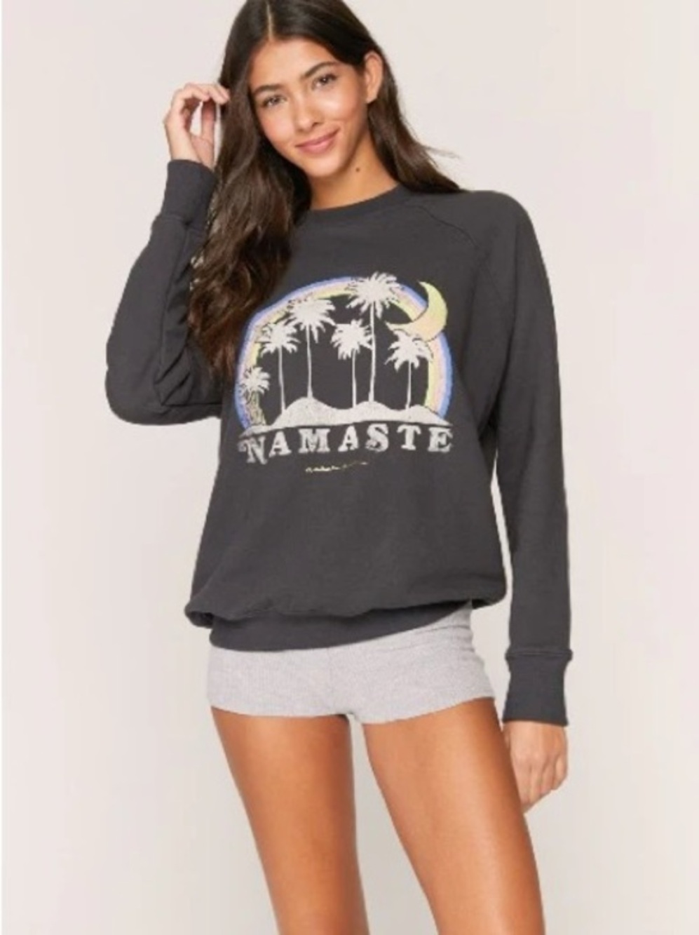 Spiritual Gangster Namaste Cotton Sweatshirt Grey Size Small
